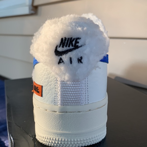 Nike Air Force 1 '07 Women’s Coconut Milk/Campfire Orange/Racer Blue Sneakers - Picture 8 of 9